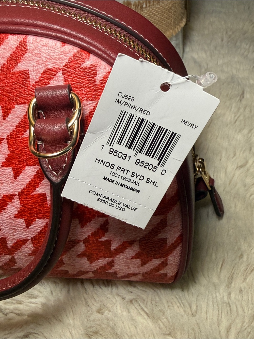 ✨NWT COACH Red Houndstooth Dome Satchel Bag✨ - Picture 11 of 12